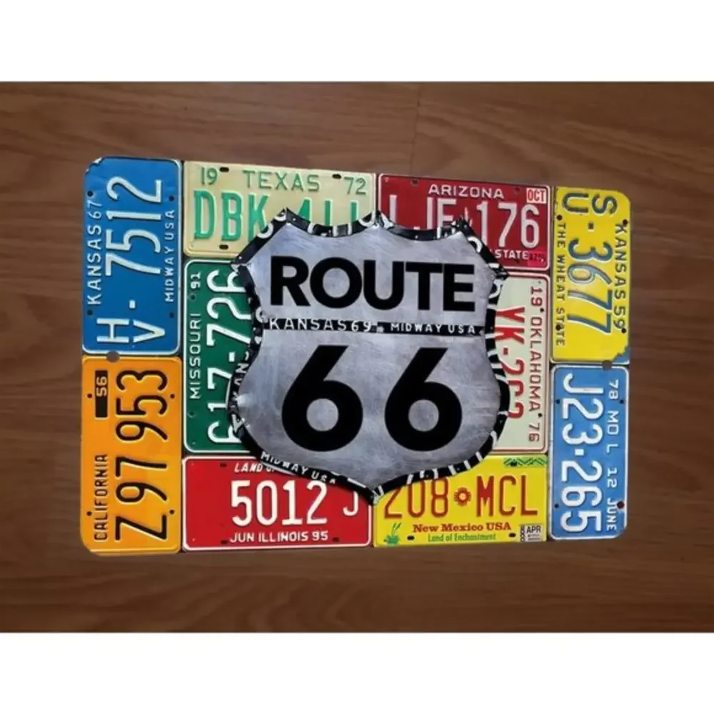 Route 66‎ License Plates Collage 8x12 Metal Wall Sign